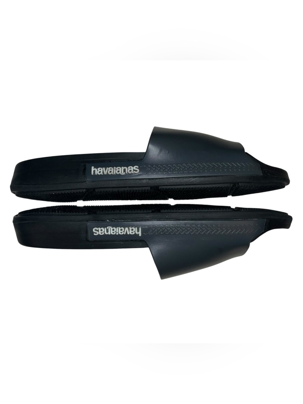 Havaiana Dark Navy Slides with White Logo Size 7/8W, 6/7M, or 39/40